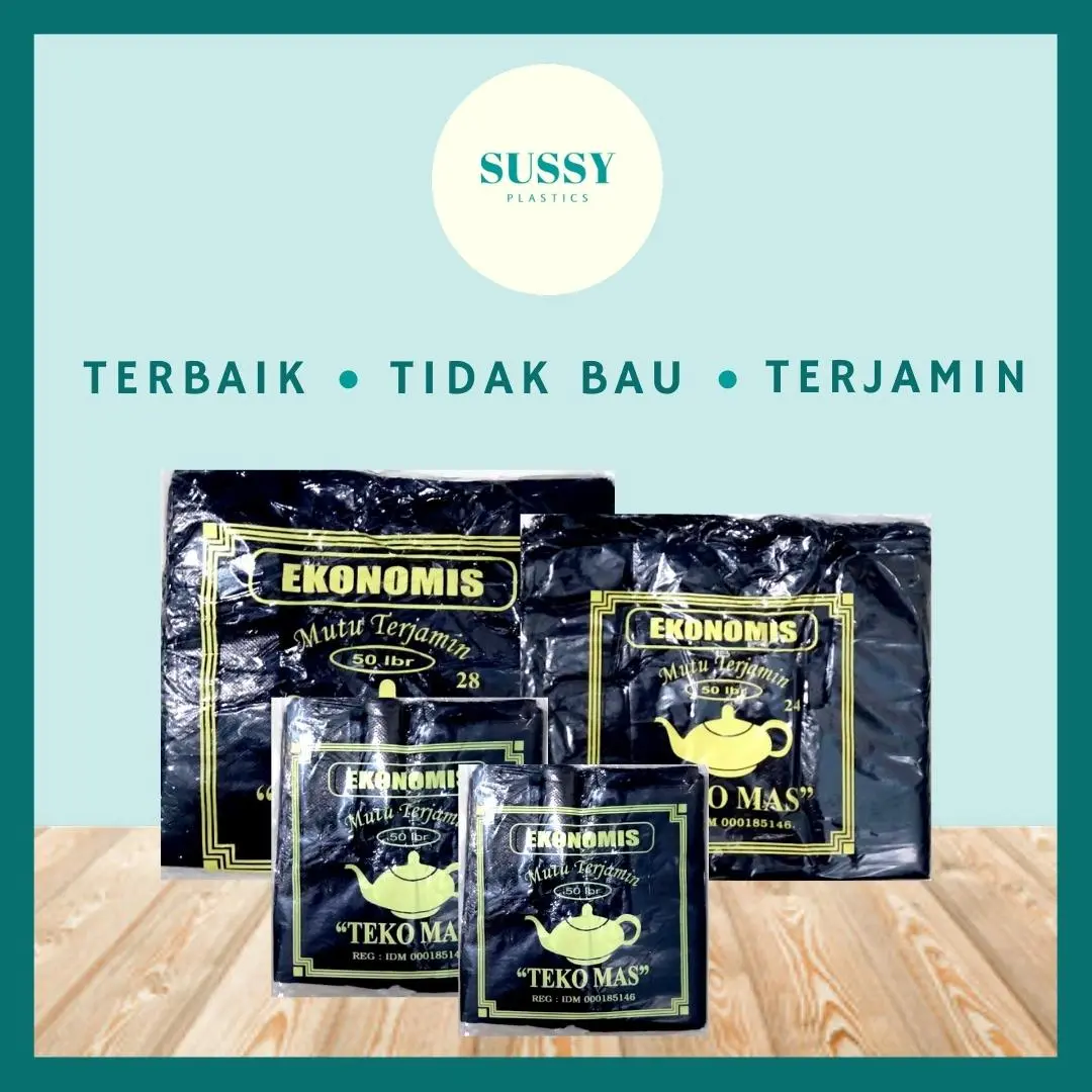 KANTONG PLASTIK KRESEK HITAM EKONOMIS UK15-28 TEKO MAS ISI 50 LEMBAR