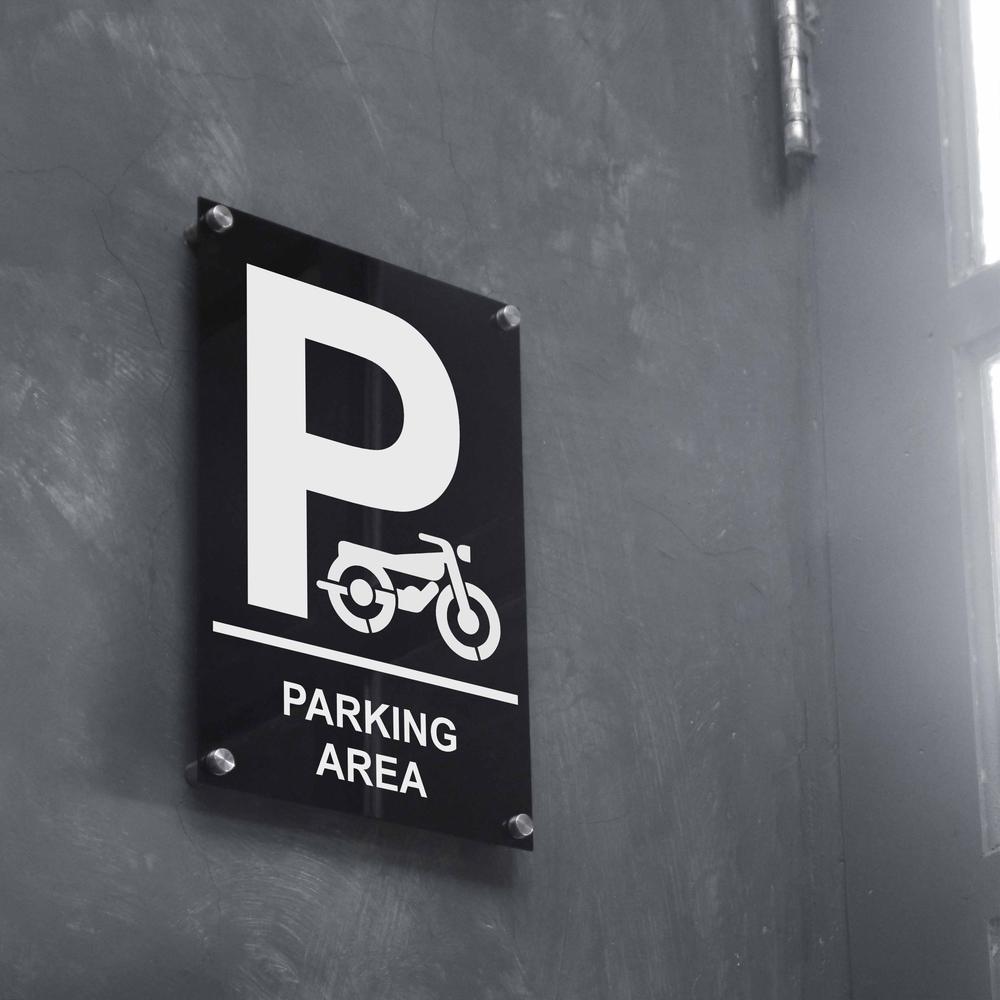 Sign Parking Area Motor Akrilik + Sticker Outdoor - INPI HOUSE