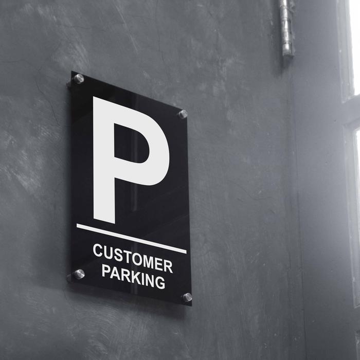 Gambar Sign Customer Parking Akrilik Hitam + Sticker Outdoor - INPI HOUSE dari INPI HOUSE Official Kota Bandung Tokopedia
