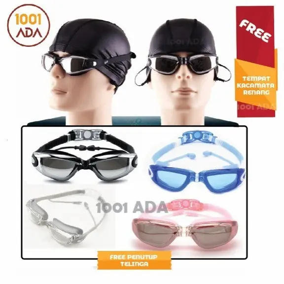 KACAMATA RENANG DEWASA GRILONG ANTI FOG EMBUN FREE PENUTUP TELINGA