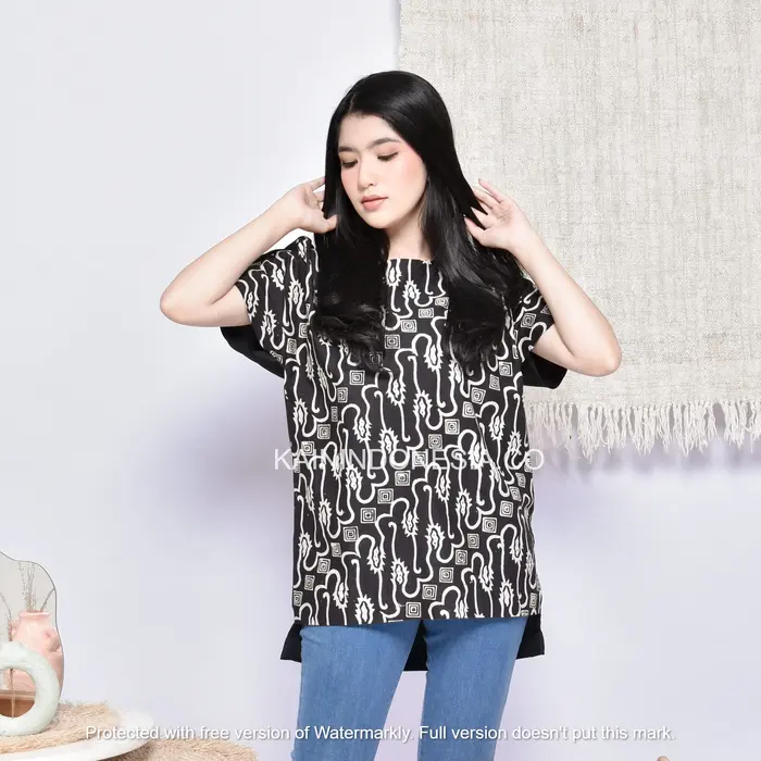 Gambar KI Blouse Atasan Top Casual Santai Batik Binar Hitam - Hitam, 4 dari KainIndonesiaco Kota Administrasi Jakarta Timur 5 Tokopedia