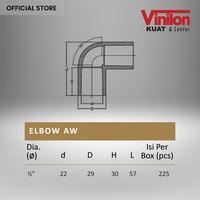 Gambar Elbow PVC AW 1/2 Inch Vinilon dari Vinilon Kota Administrasi Jakarta Utara 2 Tokopedia