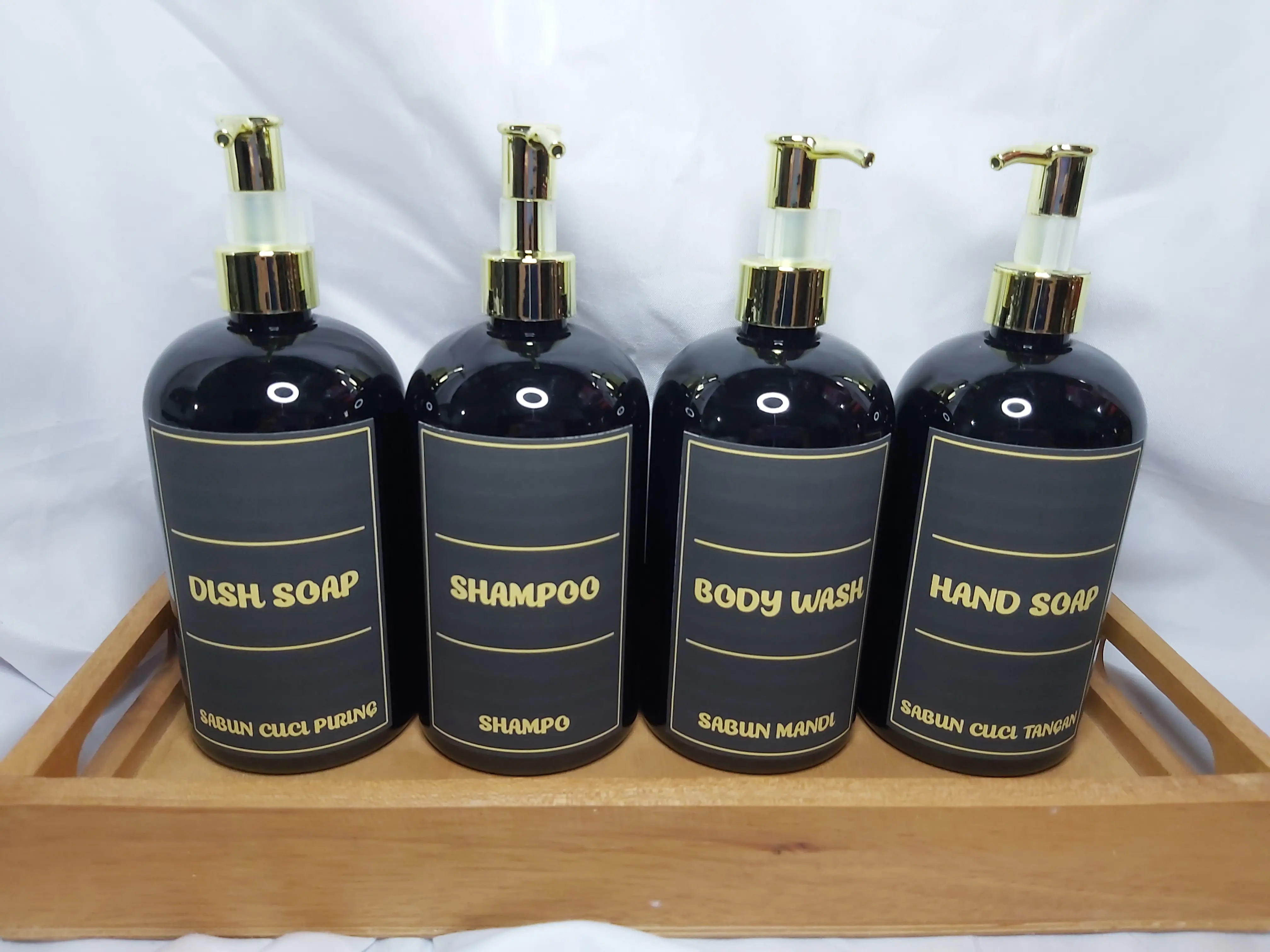 BOTOL SABUN CAIR PREMIUM AESTHETIC/BOTOL HITAM TUTUP GOLD/TEMPAT SABUN