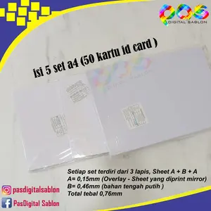 Kertas Pvc Bahan ID Card Instan A4 isi 5 set (50 id Card)
