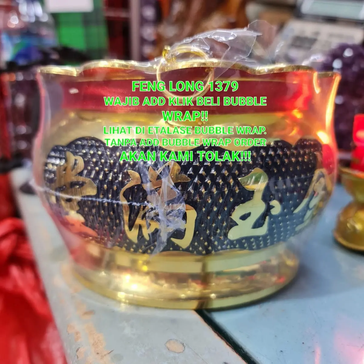 Hiolo / Tempat Dupa GANTUNG Kuningan China Zhao Cai Jin Bao 6 Inch