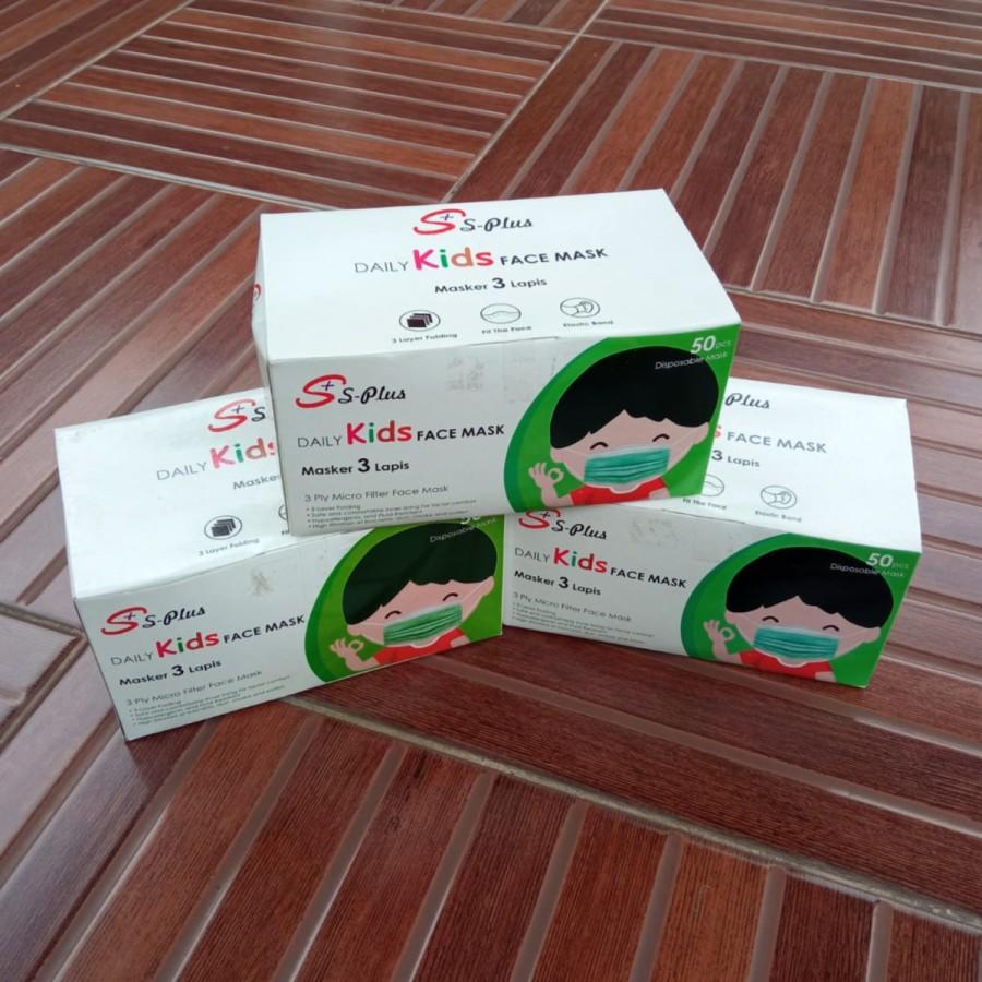 MASKER MEDIS ANAK EARLOOP 3 PLY S+ // KIDS CHILD MASK 1 BOX 50PCS