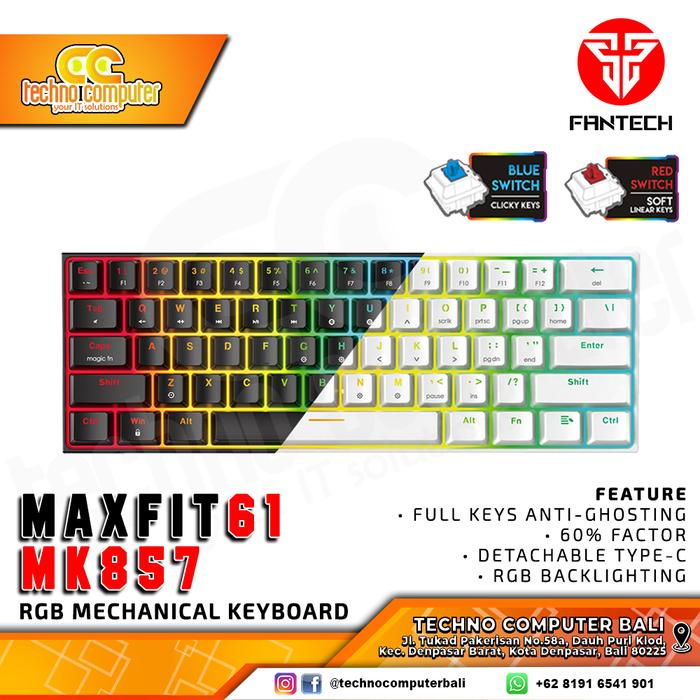 Gambar Fantech MAXFIT61 MK857 60% Keyboard Gaming Mechanical dari Techno Computer Bali Kota Denpasar Tokopedia