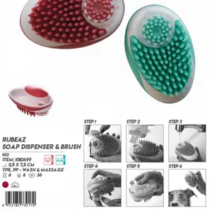 M-Pets - RubEaz Soap Dispenser & Brush Sikat Mandi bisa diisi sabun.
