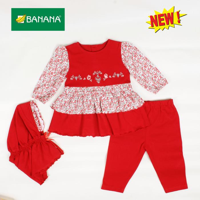 Gambar BANANA Setelan Muslim Bayi Perempuan Floral Hibiscuss - Merah, S dari BANANA Official Store Kota Administrasi Jakarta Timur Tokopedia