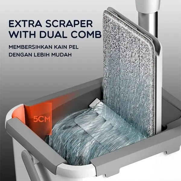 BONBOX Alat Pel Lantai Ultra Mop dengan Ember Ergonomic Handle 360° BCT702