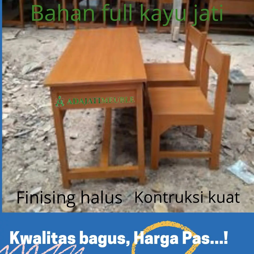 Kursi meja sekolah set 1 meja 2 kursi kayu jati murah mebel impres