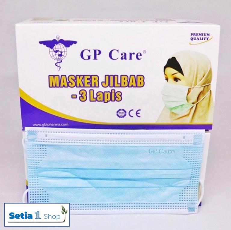 Masker Hijab Jilbab 3 Ply GP Care Headloop Isi 50 pcs Kemenkes RI