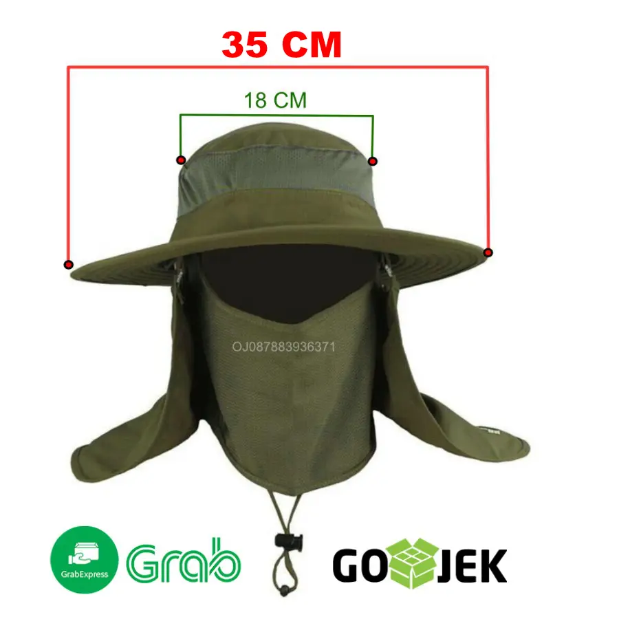 topi rimba / topi anti uv / topi jepang / Topi Hiking mancing army