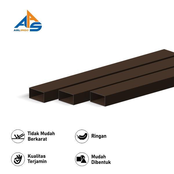 Gambar Alexindo Hollow Kotak Aluminium Warna Coklat 1"x1.5" x 0.9mm x 6M dari Sutindo Shop Kota Surabaya Tokopedia