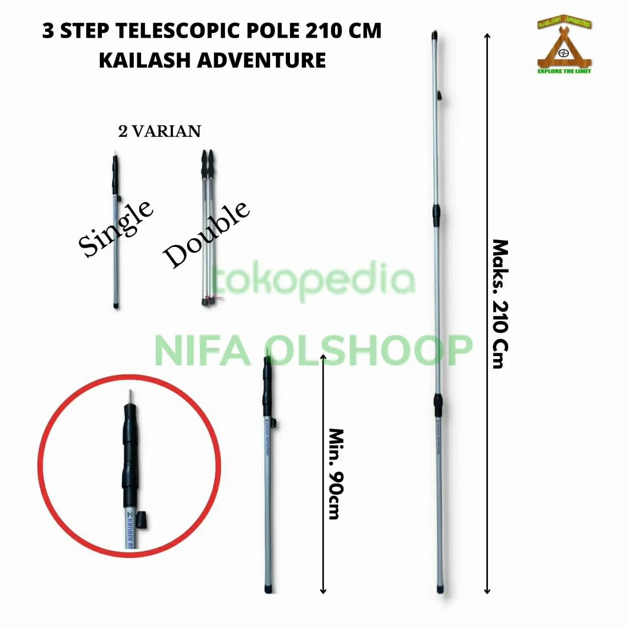 Tiang Teleskopik Flysheet serbaguna-Multipurphose Telescopic Pole