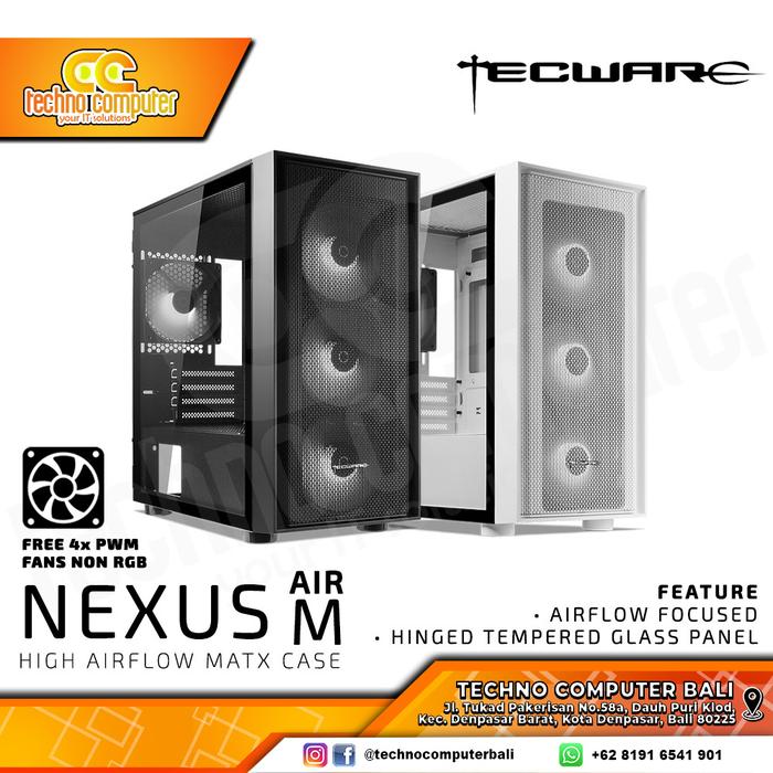 Gambar CASING TECWARE NEXUS AIR M TG - mATX Case Free 4x120mm PWM Fans dari Techno Computer Bali Kota Denpasar Tokopedia
