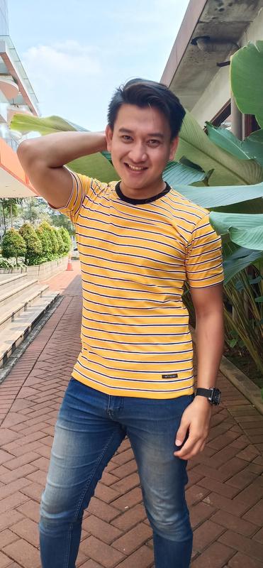 KAOS STRIPE KUNING PUTIH HITAM PENDEK & BIG SIZE 1