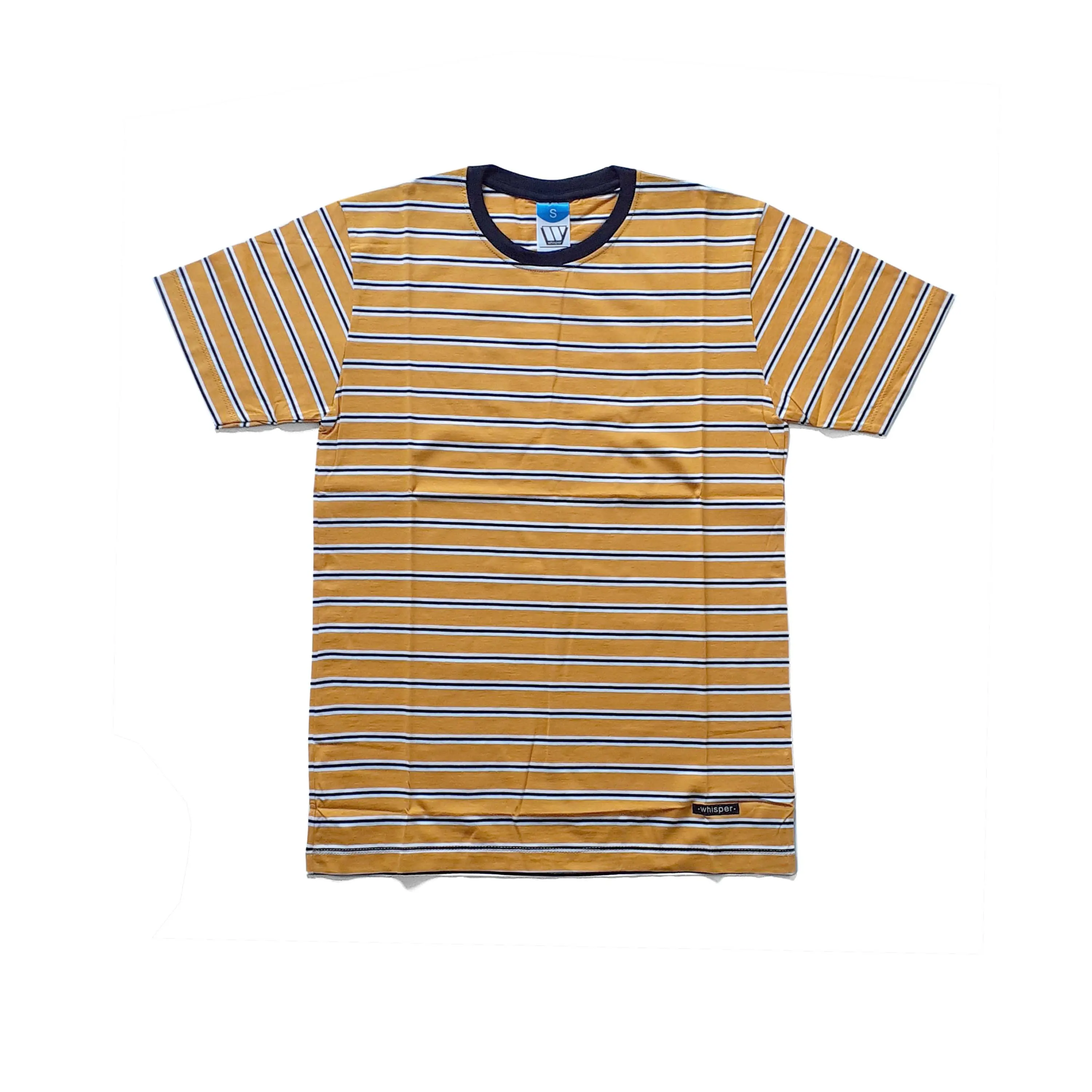 KAOS STRIPE KUNING PUTIH HITAM PENDEK & BIG SIZE