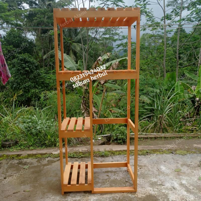 rak tanaman indoor atau outdoor unik material kayu - Shop | Tokopedia