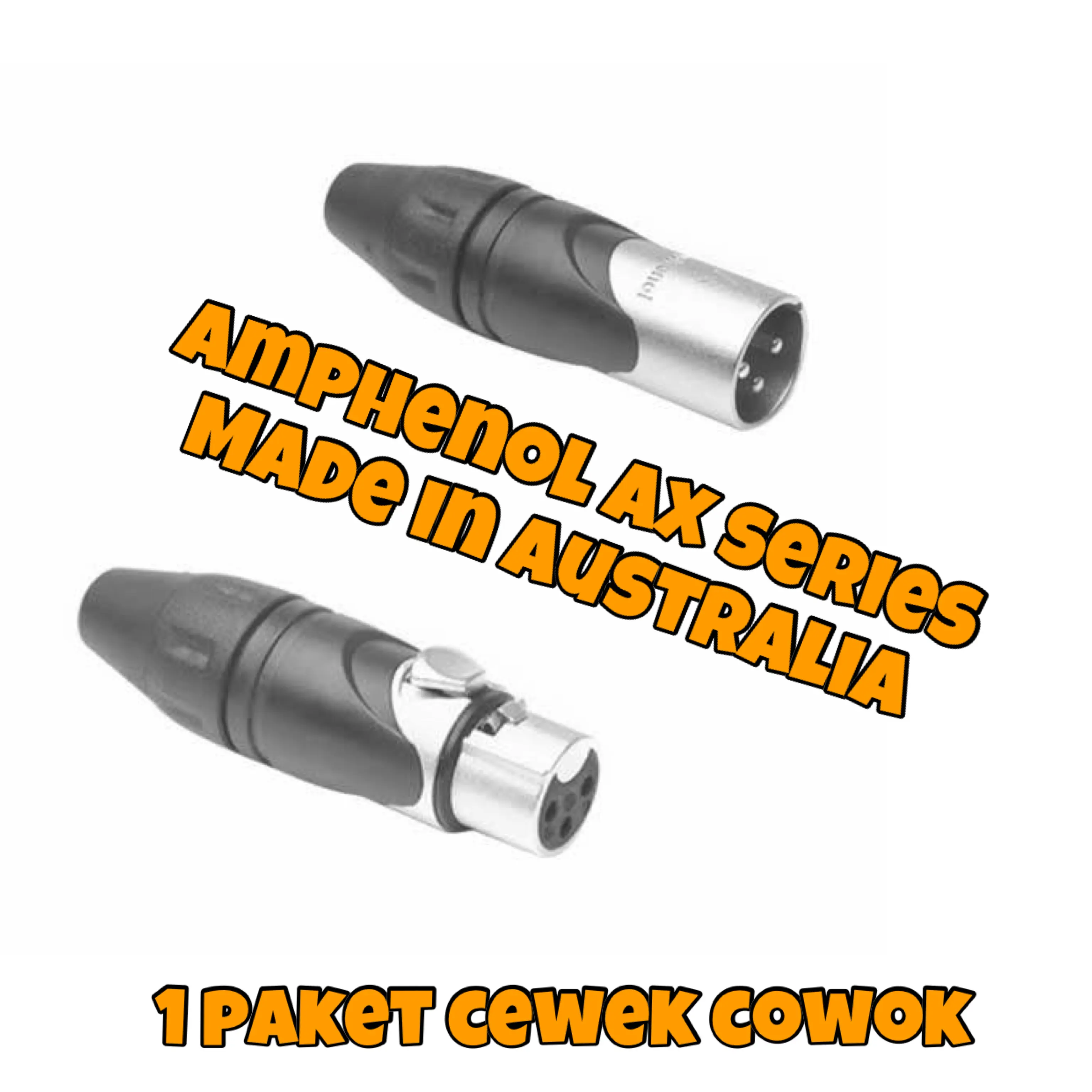 Jack canon XLR AMPHENOL AX 3 M & AX 3 F - male female sepasang -
