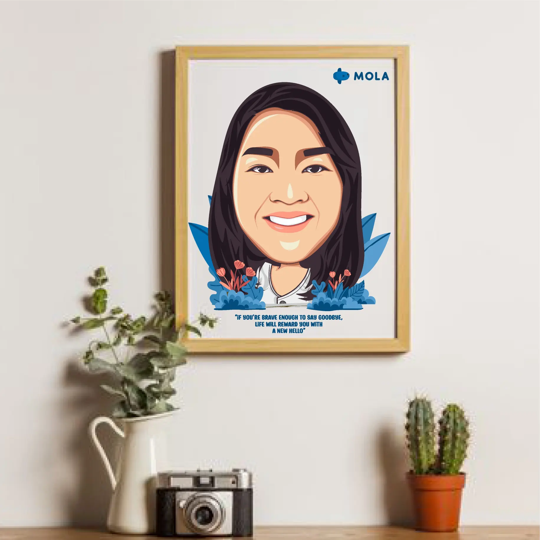 Cetak Wajah Karikatur dengan Bingkai Minimalis 21x30cm Hadiah