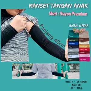 Manset Tangan Anak 30 dan 40 cm Rayon Premium Adem Nyaman Elastis untuk Usia 7-10 Tahun Panjang Muslim
