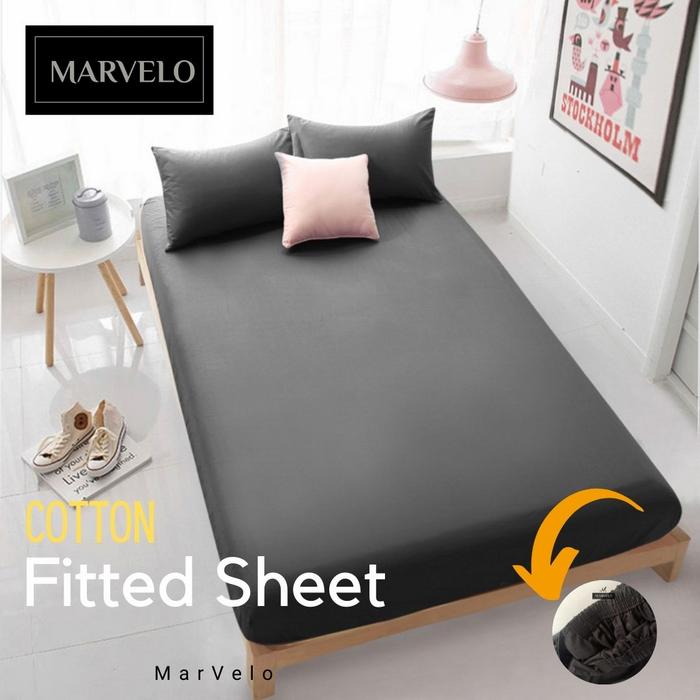 Gambar Marvelo Sprei Set Katun Polos Super King 200 cm Tinggi 30 Abu - Putih dari Marvelo Bedding Kab. Sleman Tokopedia