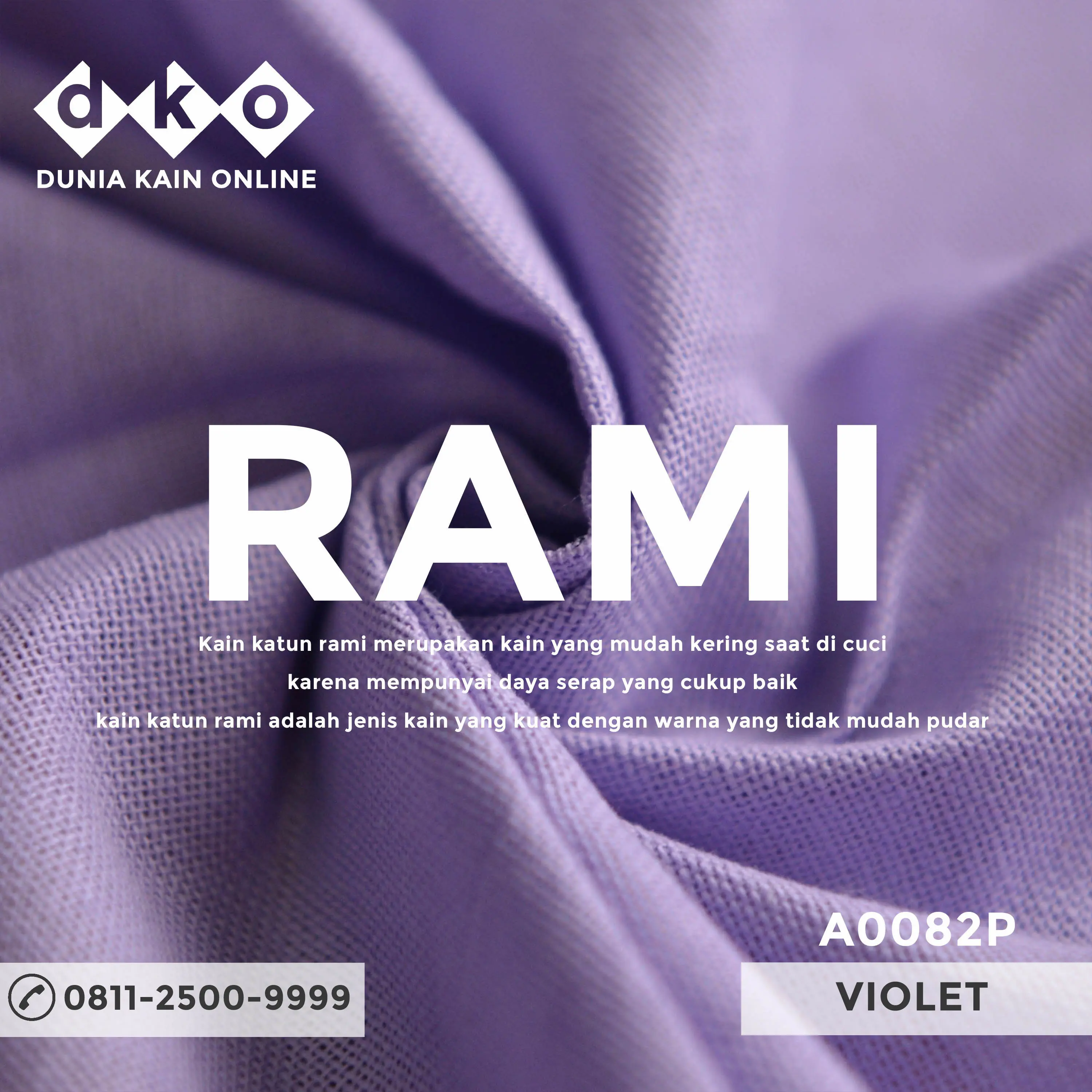 DKO Kain RAMI Linen Premium Warna Violet