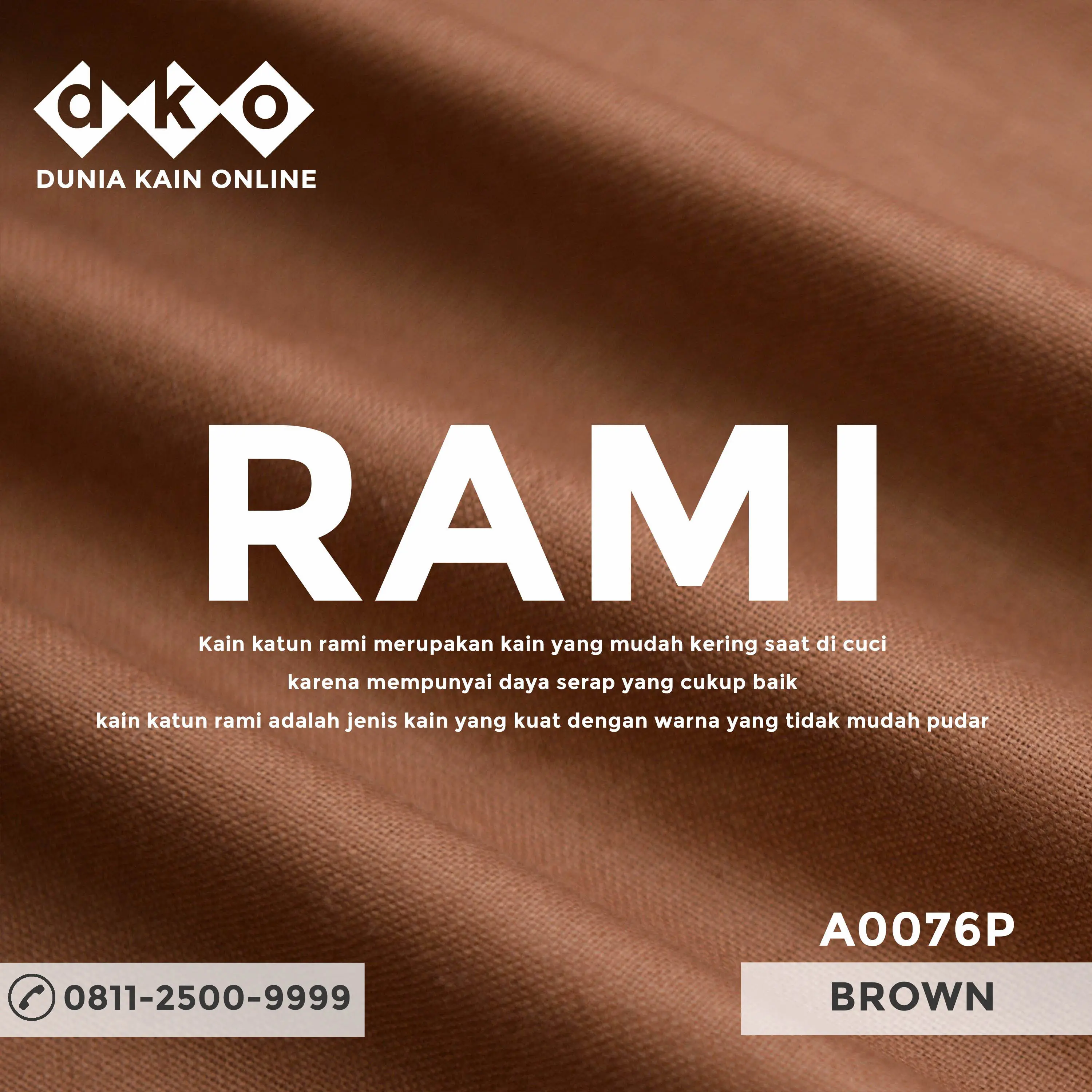 DKO Kain RAMI Linen Premium Warna Brown
