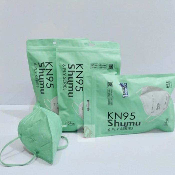 Gambar Masker Shumu KN95 Isi 10 Pcs 6 Ply Free konektor hijab (Light Green) dari Sweet Royal Kota Tangerang Selatan Tokopedia