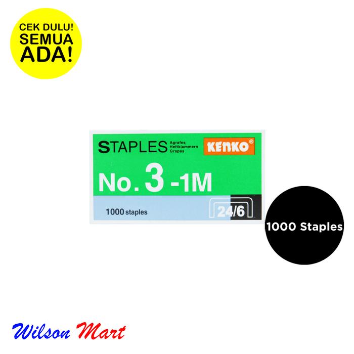 Gambar KENKO STAPLES NO 3-1M ISI 1000 24-6 LEG LENGTH 6 MM 0,25 INCH dari Wilson Mart Kota Administrasi Jakarta Barat Tokopedia