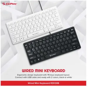 Keyboard cliptec wired usb membrane mini multimedia tkl 78 keys rzk308