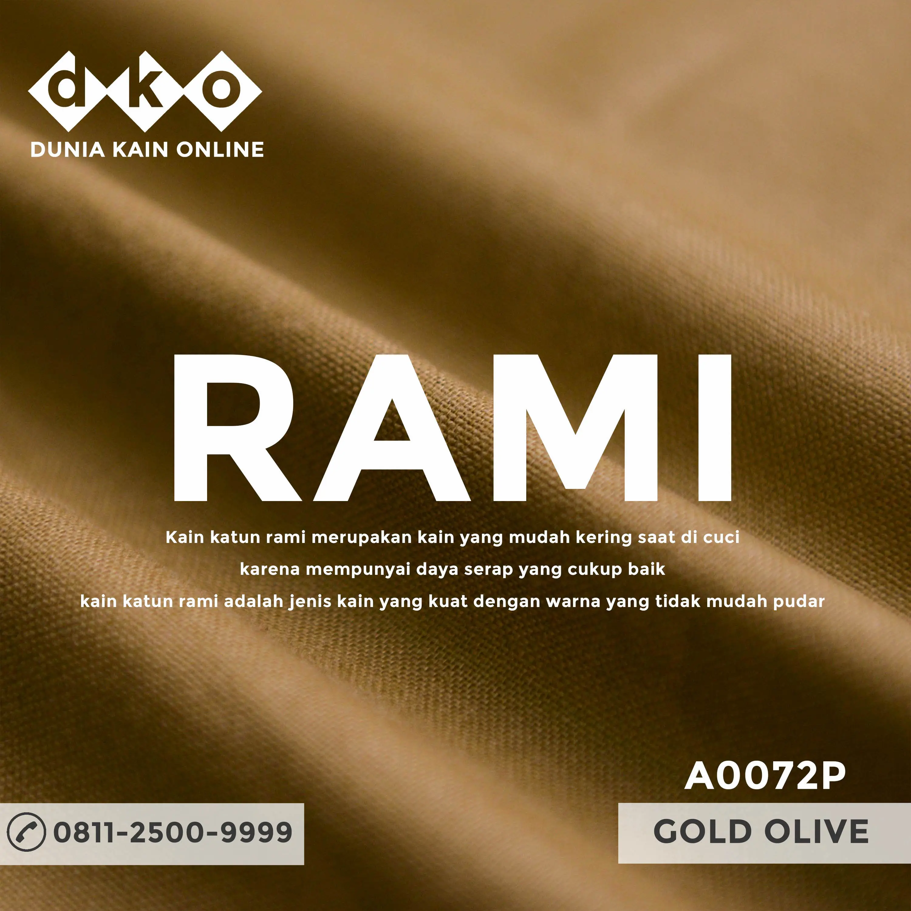 DKO Kain RAMI Linen Premium Warna Gold Olive