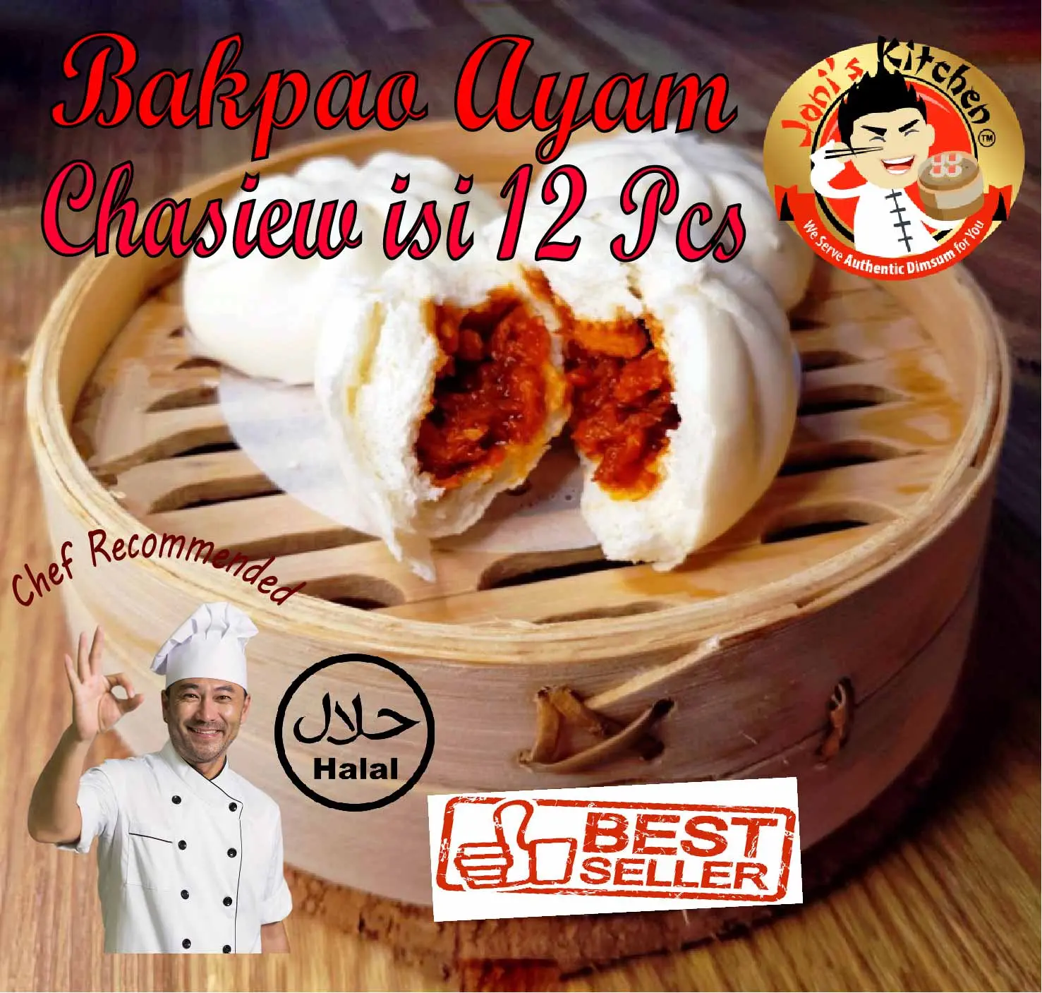 BAKPAO ISI AYAM MERAH 12 Pcs (Non MSG & Pengawet)