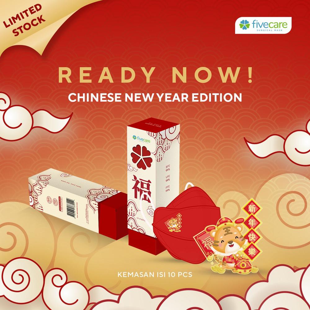 Masker Fivecare 4D KF94 Imlek Chinese New Year Tiger isi 10