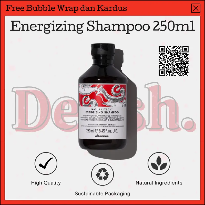 Davines - Energizing Shampoo 250ml 250 ml untuk rambut rontok parah 1