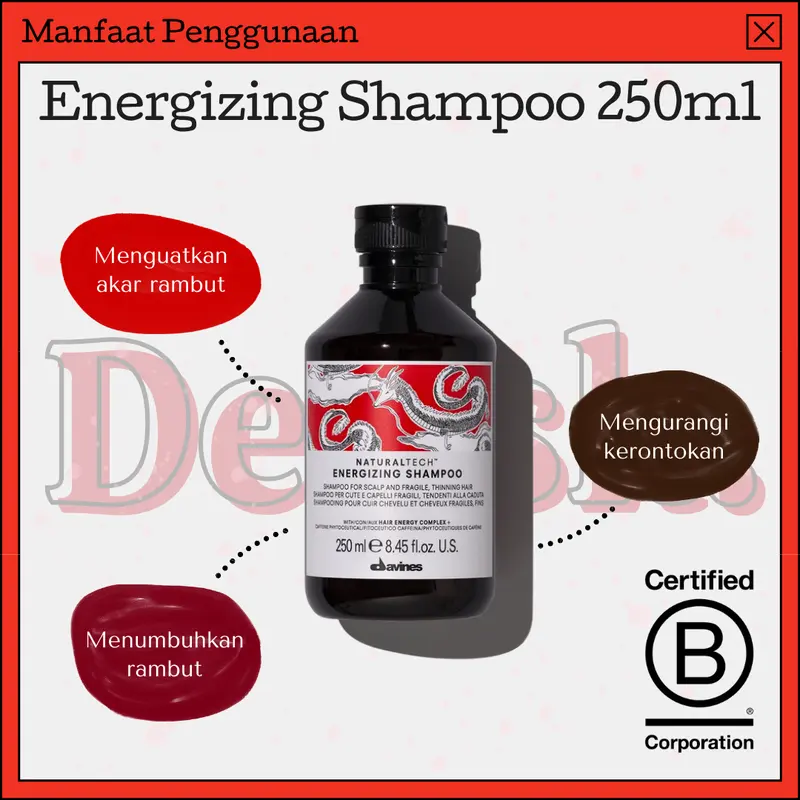 Davines - Energizing Shampoo 250ml 250 ml untuk rambut rontok parah 2