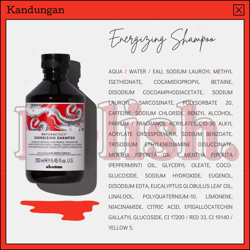 Davines - Energizing Shampoo 250ml 250 ml untuk rambut rontok parah 3