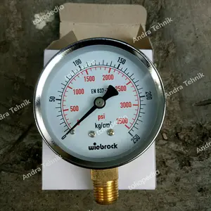 Pressure Gauge wiebrock 2,5 inch 3500 Psi / 250kg drat 1/4"