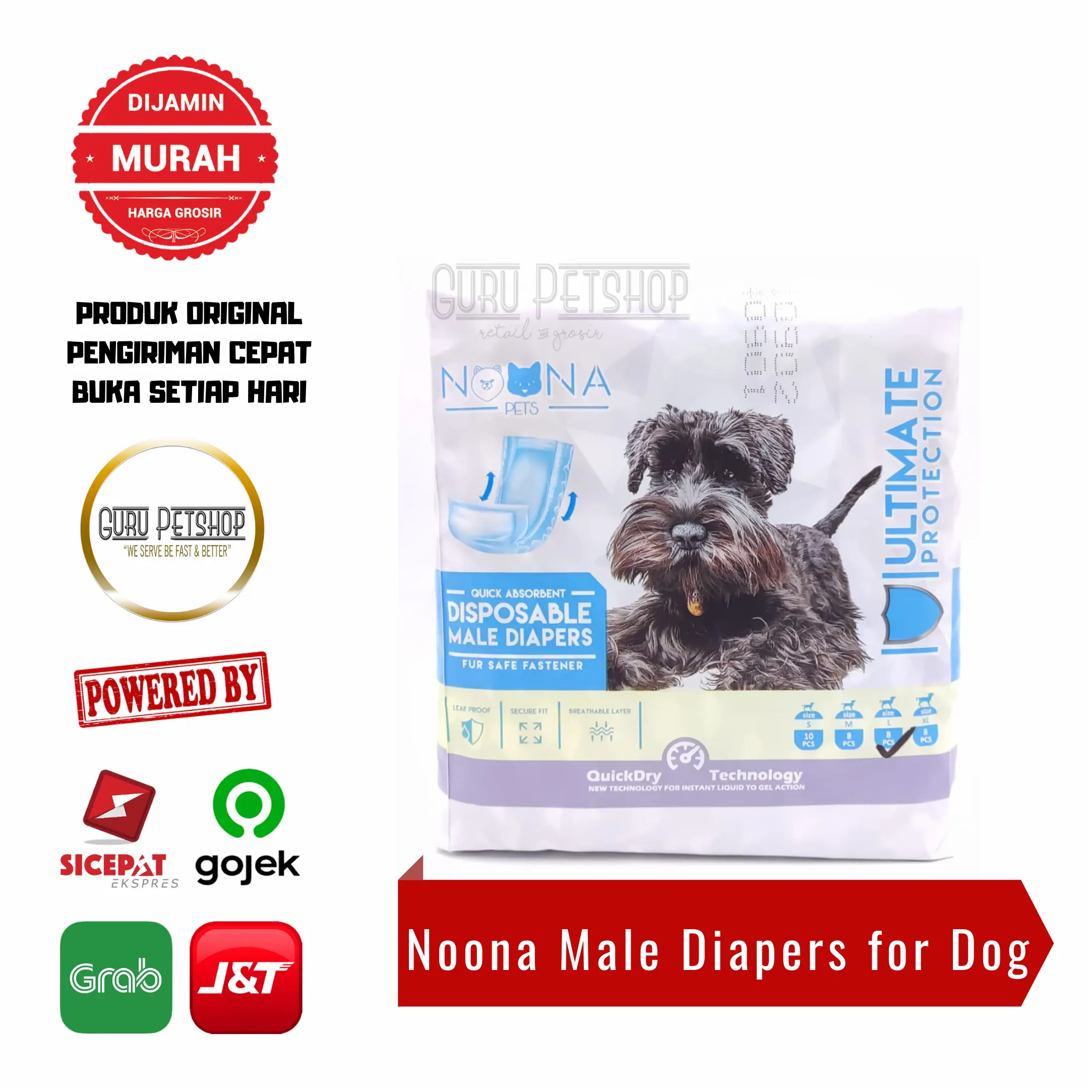 Noona Pets Male Diapers For Dogs Popok Pampers Anjing Jantan
