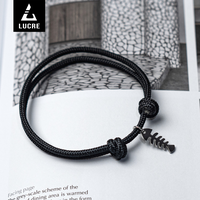 Gambar Gelang Tali Pria Original - FISHBONE | Premium Quality Black Bracelet - Black dari Lucre Jewelry Kota Administrasi Jakarta Timur 2 Tokopedia