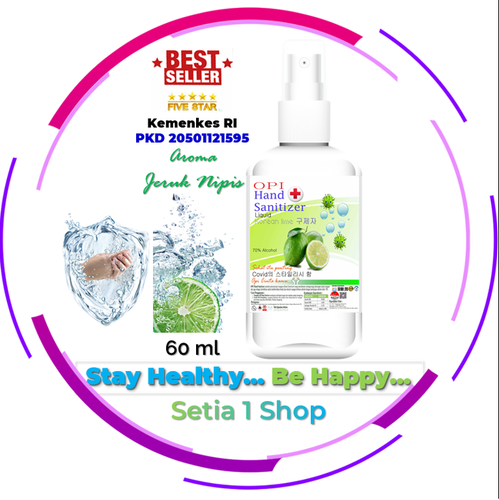 Gambar Hand Sanitizer 60ml Cair/Spray Korean Jeruk Nipis Kemenkes RI Alco 70% dari setia1.shop Kab. Tangerang Tokopedia