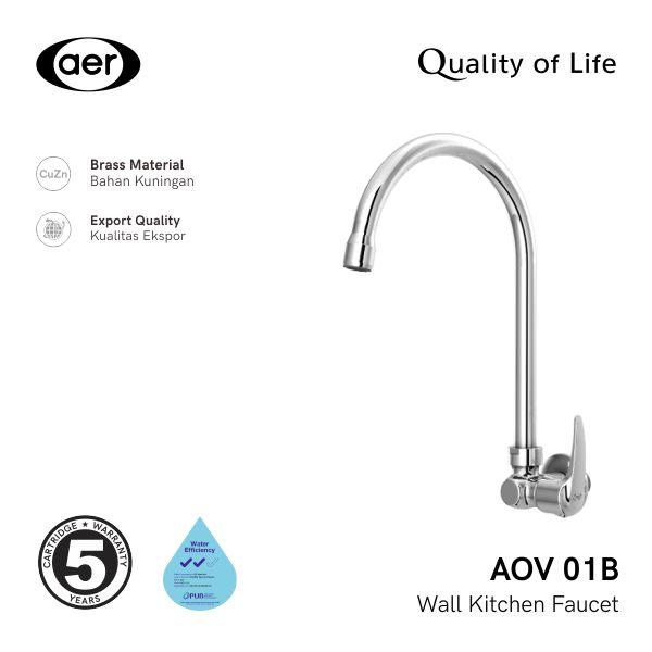 Gambar AER Kran Air Dapur Kuningan Angsa / Brass Kitchen Wall Faucet AOV 01B dari Sutindo Shop Kota Surabaya Tokopedia