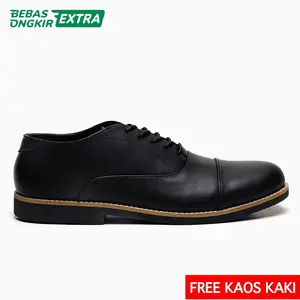 Sepatu Kenzios Oxford 1 Black Original Kulit Asli Pantofel Pria Casual