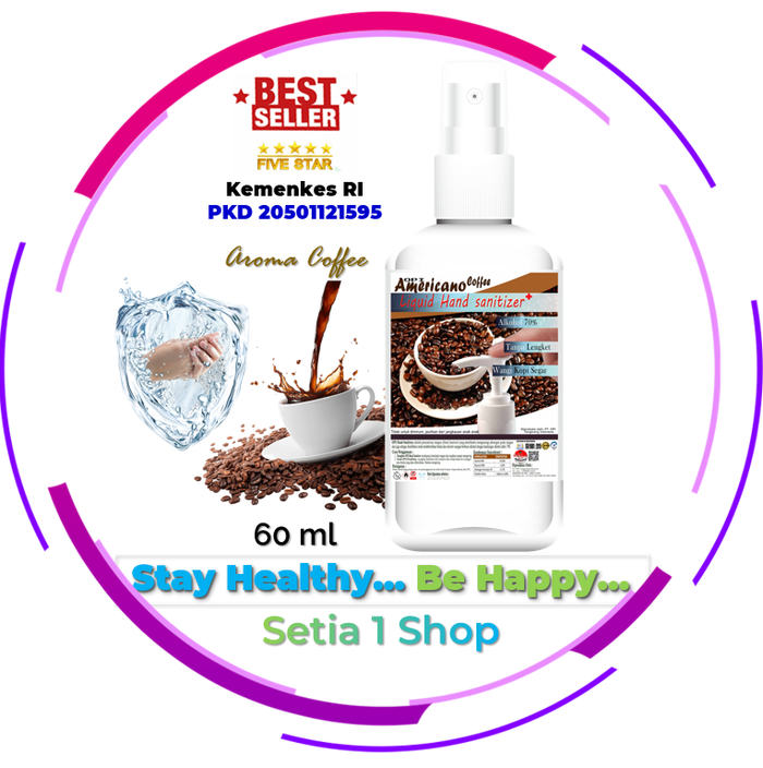 Gambar Hand Sanitizer 60ml Cair/Spray Kopi 60 ml Americano Coffee Kemenkes RI dari setia1.shop Kab. Tangerang Tokopedia