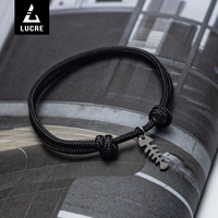 Gambar Gelang Tali Pria Original - FISHBONE | Premium Quality Black Bracelet - Black dari Lucre Jewelry Kota Administrasi Jakarta Timur 4 Tokopedia