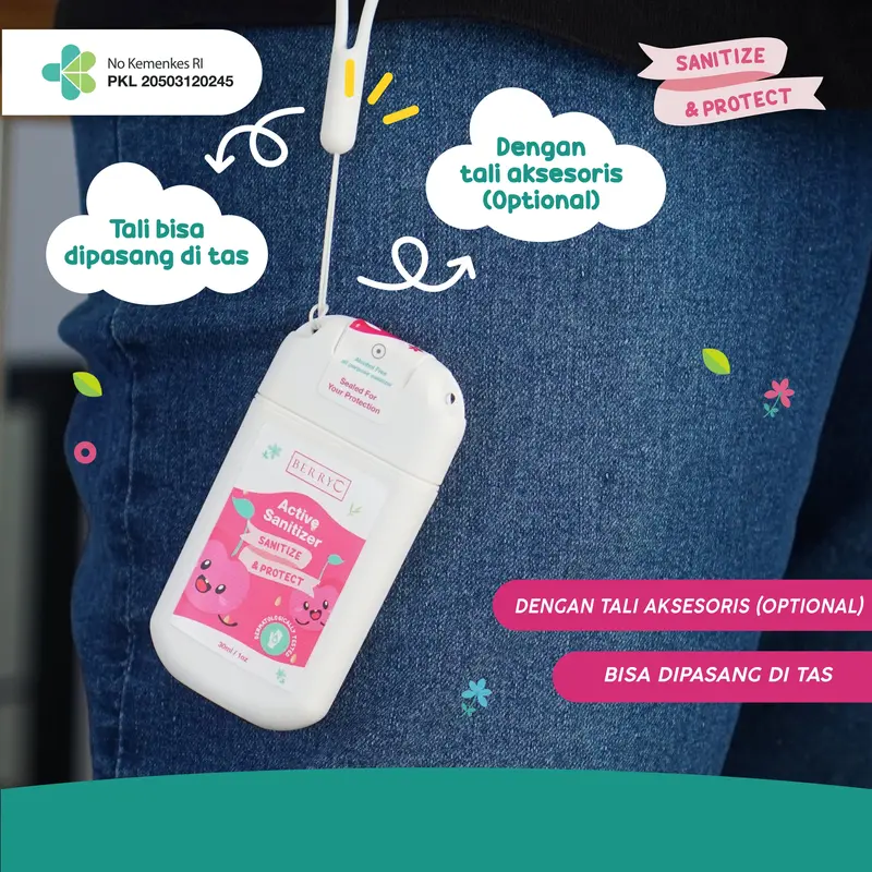 BerryC Pocket Sanitizer Spray Mini 30ML Active Protection 28 Hari 0