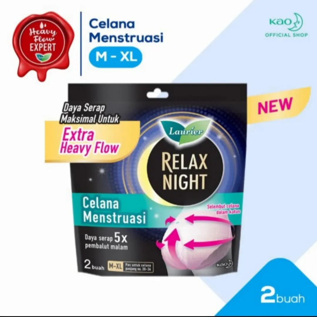Laurier Relax Night pembalut celana menstruasi isi 2 size M-XL