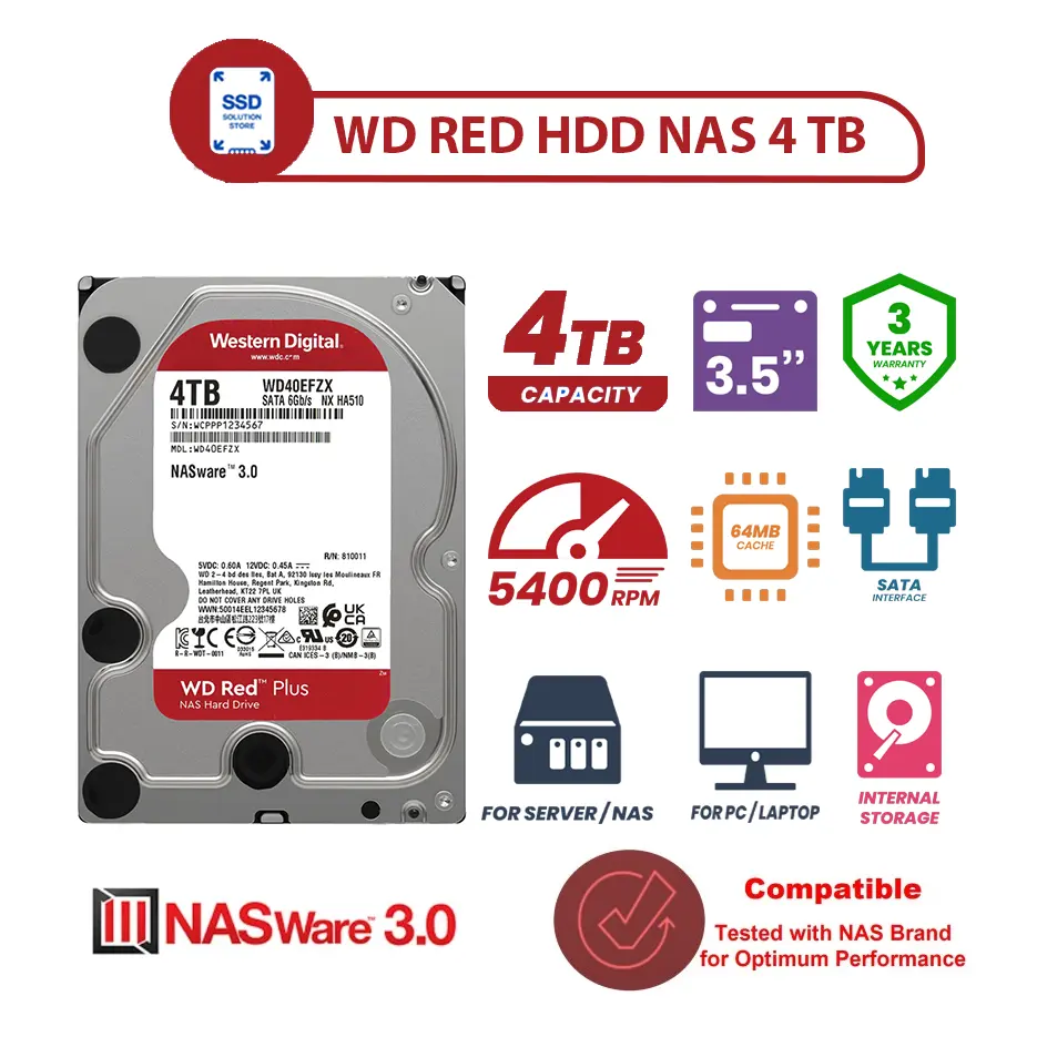 WD Red 4TB / 3.5 inch / SATA / HDD NAS / Garansi 3 Tahun Original Baru