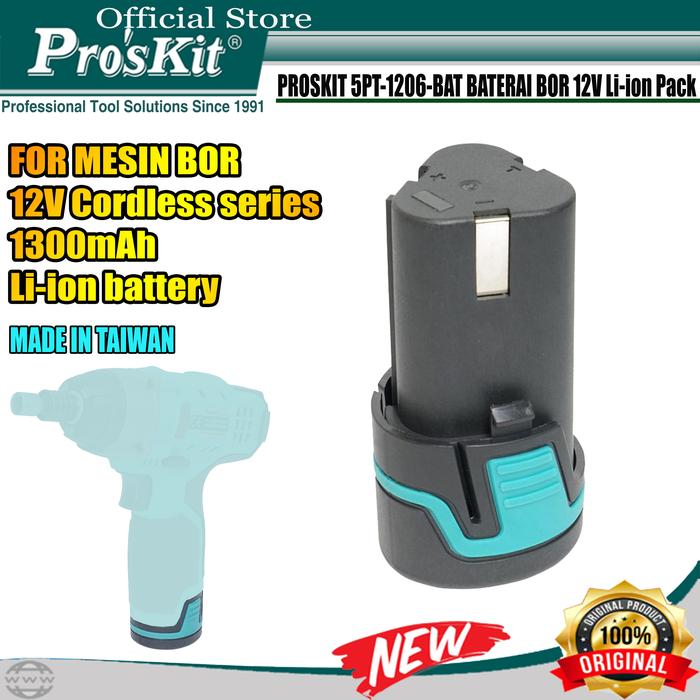 Gambar BATERAI CORDLESS PROSKIT 5PT-1206-BAT 12V Li-ion For KRISBOW BOR ORI dari Pro'sKit Kota Tangerang Tokopedia